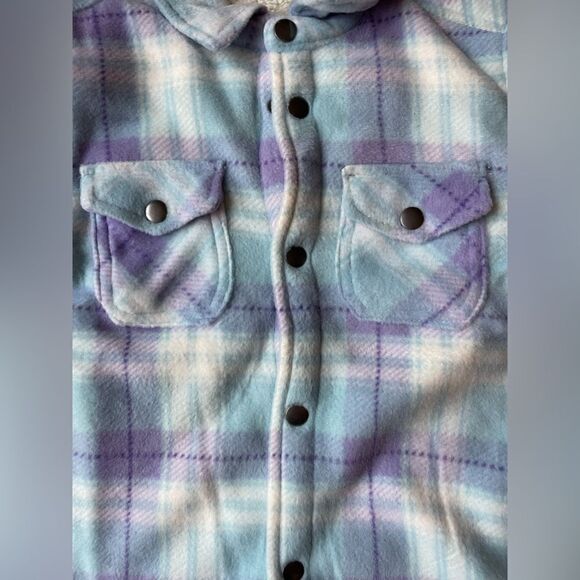 Kids 7/8 Eddie Bauer sherpa lined plaid button down top - Picture 3 of 6